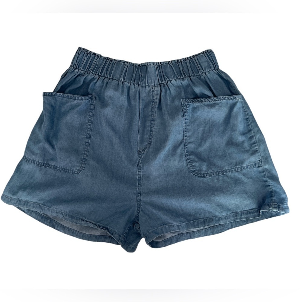 Vernacular Women’s High Waist Chambray Denim Pull-On Shorts Size M